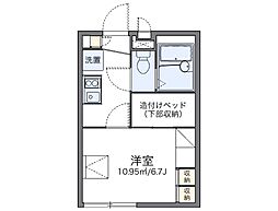 鹿児島市電1系統 上塩屋駅 徒歩6分の賃貸アパート 2階1Kの間取り