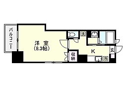 鹿児島市電2系統 加治屋町駅 徒歩2分の賃貸マンション 9階1Kの間取り