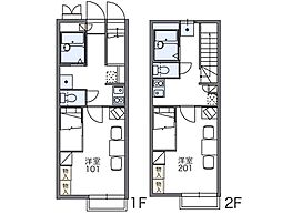 JR九州新幹線 川内駅 バス23分 宮下団地前下車 徒歩5分の賃貸アパート 2階1Kの間取り