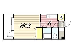 鹿児島市電1系統 二中通駅 徒歩6分の賃貸マンション 1階1Kの間取り