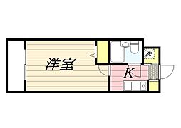 鹿児島市電1系統 騎射場駅 徒歩8分の賃貸マンション 3階1Kの間取り