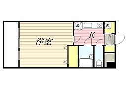 鹿児島市電1系統 二中通駅 徒歩6分の賃貸マンション 1階1Kの間取り