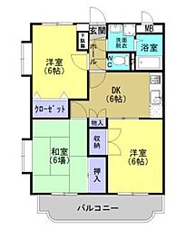JR日豊本線 鹿児島中央駅 西陵1丁目下車 3.8kmの賃貸マンション 1階3DKの間取り