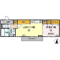 JR指宿枕崎線 慈眼寺駅 大御堂（鹿児島交通）下車 徒歩13分の賃貸アパート 3階1LDKの間取り