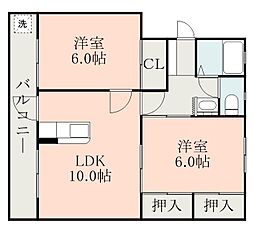 藤絹600 2LDKの間取図画像