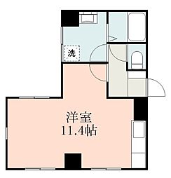 鹿児島市電1系統 新屋敷駅 徒歩10分の賃貸マンション 1階ワンルームの間取り