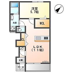 コリーヌ・ヴァンベール 1LDKの間取図画像