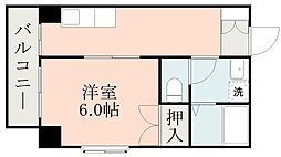 鹿児島市電1系統 騎射場駅 体育館前下車 徒歩6分の賃貸マンション 3階1Kの間取り