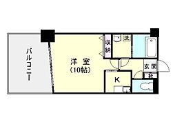鹿児島市電1系統 谷山駅 徒歩3分の賃貸マンション 5階1Kの間取り