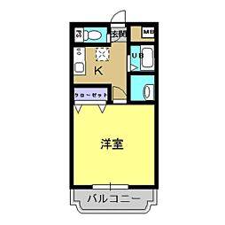 鹿児島市電2系統 加治屋町駅 徒歩8分の賃貸マンション 3階ワンルームの間取り