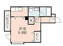 鹿児島市電1系統 騎射場駅 徒歩3分の賃貸マンション 5階1Kの間取り