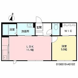 JR鹿児島本線 伊集院駅 平古下車 徒歩14分の賃貸アパート 1階1LDKの間取り