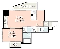 鹿児島市電2系統 郡元駅 徒歩2分の賃貸マンション 2階1LDKの間取り