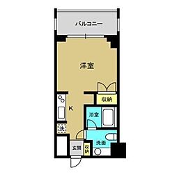 鹿児島市電2系統 高見馬場駅 徒歩5分の賃貸マンション 8階1Kの間取り