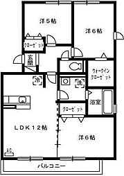 JR指宿枕崎線 谷山駅 白山下車 徒歩29分の賃貸アパート 3階3LDKの間取り