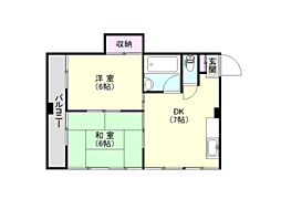 鹿児島市電2系統 高見橋駅 徒歩9分の賃貸マンション 3階2DKの間取り