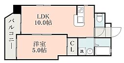 鹿児島市電1系統 二中通駅 徒歩2分の賃貸マンション 5階1LDKの間取り