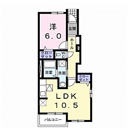 JR日豊本線 加治木駅 バス5分 黒川下車 徒歩5分の賃貸アパート 1階1LDKの間取り
