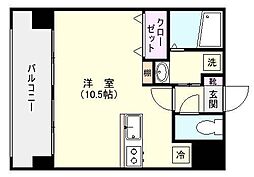 鹿児島市電1系統 武之橋駅 徒歩9分の賃貸マンション 1階ワンルームの間取り