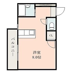 サンパティーク下荒田 ワンルームの間取図画像