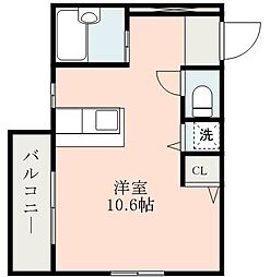 鹿児島市電1系統 二中通駅 天保山下車 徒歩8分の賃貸マンション 2階ワンルームの間取り