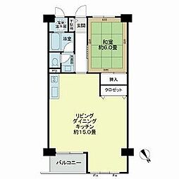 鹿児島市電1系統 新屋敷駅 バス6分 新屋敷下車 徒歩2分の賃貸マンション 15階1LDKの間取り
