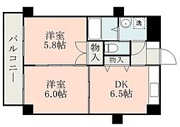 JR日豊本線 鹿児島駅 徒歩13分の賃貸マンション 1階2DKの間取り