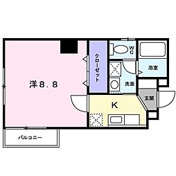 鹿児島市電1系統 甲東中学校前駅 徒歩3分の賃貸マンション 1階1Kの間取り