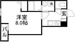 鹿児島市電2系統 唐湊駅 徒歩13分の賃貸マンション 4階1Kの間取り