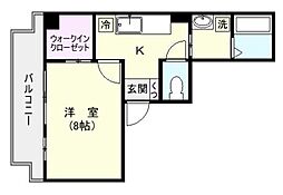 鹿児島市電1系統 新屋敷駅 徒歩11分の賃貸マンション 4階1Kの間取り