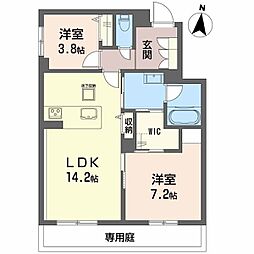 JR指宿枕崎線 慈眼寺駅 徒歩27分の賃貸マンション 1階2LDKの間取り