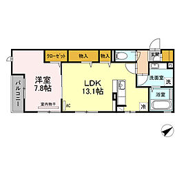 鹿児島市電1系統 笹貫駅 市営バス笹貫バス停前下車 徒歩3分の賃貸アパート 2階1LDKの間取り