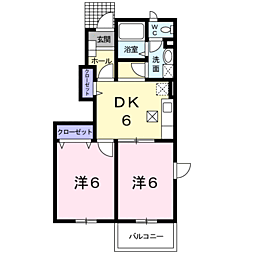 JR鹿児島本線 串木野駅 バス8分 小瀬下車 徒歩1分の賃貸アパート 1階2DKの間取り