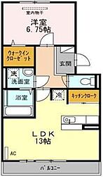 JR鹿児島本線 鹿児島中央駅 徒歩7分の賃貸アパート 3階1LDKの間取り