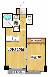 鹿児島市電1系統 鴨池駅 徒歩2分の賃貸マンション 7階1LDKの間取り