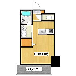 鹿児島市電2系統 加治屋町駅 千石馬場下車 徒歩4分の賃貸マンション 2階ワンルームの間取り