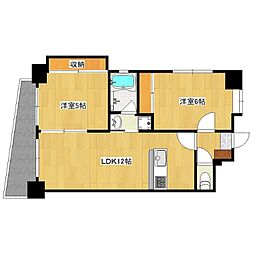 鹿児島市電1系統 荒田八幡駅 徒歩10分の賃貸マンション 5階2LDKの間取り