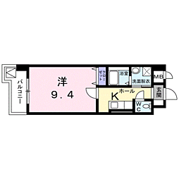 鹿児島市電2系統 純心学園前駅 徒歩1分の賃貸マンション 3階1Kの間取り