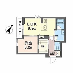 JR鹿児島本線 鹿児島駅 徒歩12分の賃貸マンション 2階1LDKの間取り