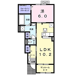 JR鹿児島本線 川内駅 バス10分 育英小入口下車 徒歩2分の賃貸アパート 1階1LDKの間取り