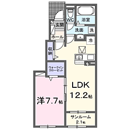 薩摩川内市上川内町アパート 1LDKの間取図画像