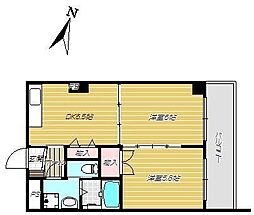 JR日豊本線 鹿児島駅 徒歩13分の賃貸マンション 2階2DKの間取り
