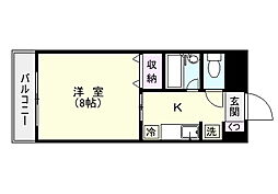 鹿児島市電1系統 武之橋駅 徒歩3分の賃貸マンション 6階1Kの間取り