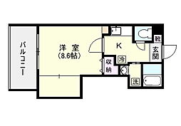 鹿児島市電1系統 武之橋駅 徒歩9分の賃貸マンション 5階1Kの間取り