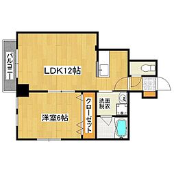 JR鹿児島本線 鹿児島中央駅 徒歩9分の賃貸マンション 4階1LDKの間取り