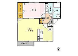 JR日豊本線 帖佐駅 徒歩10分の賃貸アパート 2階1LDKの間取り