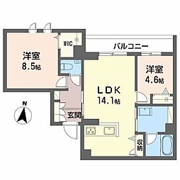 JR指宿枕崎線 慈眼寺駅 徒歩9分の賃貸マンション 3階2LDKの間取り