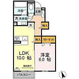 肥薩おれんじ鉄道 上川内駅 五代住宅下車 徒歩14分の賃貸アパート 1階1LDKの間取り