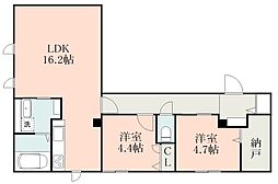 JR日豊本線 国分駅 徒歩9分の賃貸アパート 1階2LDKの間取り