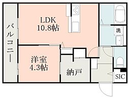 JR日豊本線 国分駅 徒歩5分の賃貸アパート 2階1LDKの間取り
